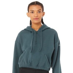 Alo Stadium Half Zip Hoodie Teal